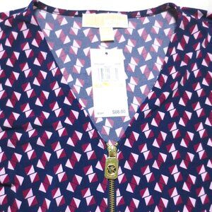 NWT MICHAEL KORS womens NAVY BLUE super soft LONG SLEEVE top BLOUSE size M